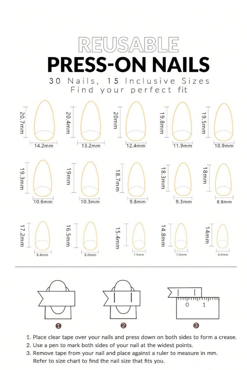 أظافر تركيب بمظهر طبيعي مع لاصق  ومبرد أظافر -30 قطعة - Image 2