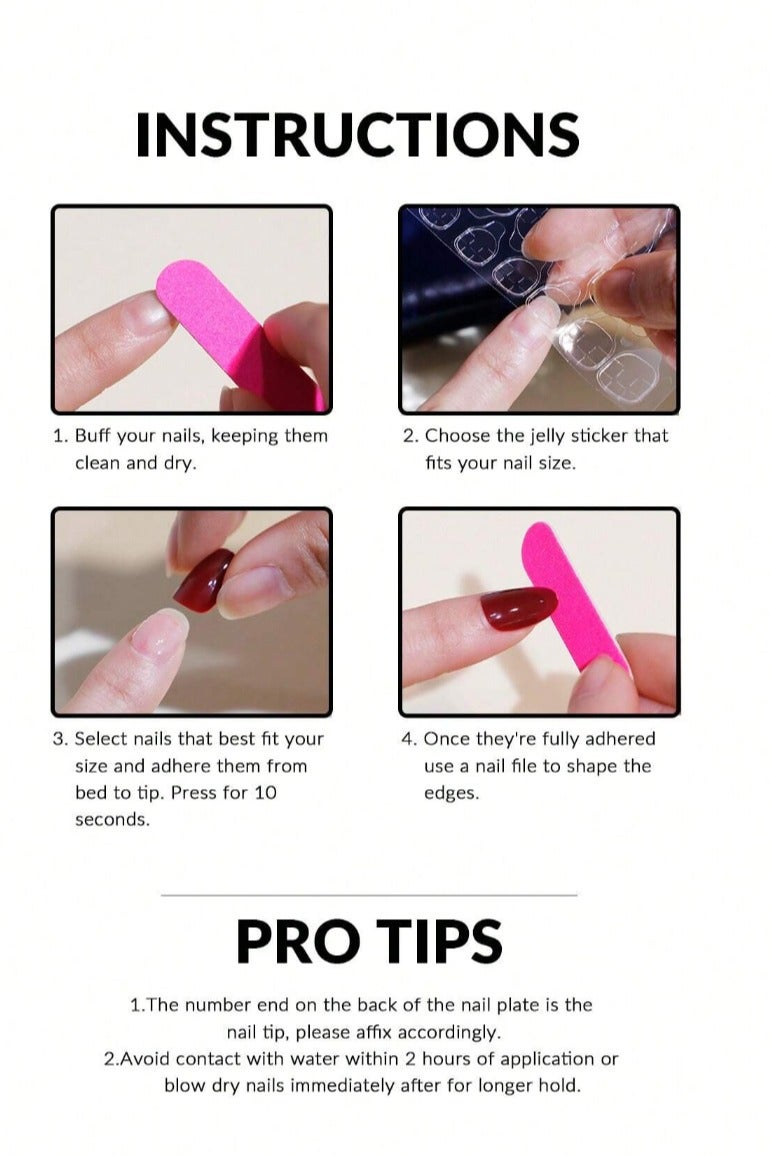 أظافر تركيب بمظهر طبيعي مع لاصق  ومبرد أظافر -30 قطعة - Image 5