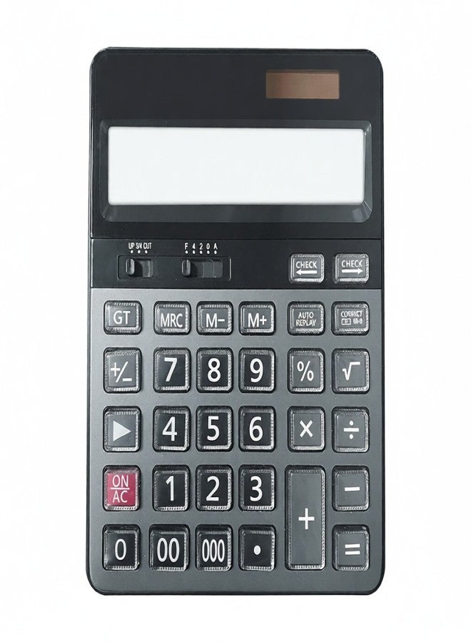 آلة حاسبة مكتبية بـ 14 رقمًا، تعمل بالطاقة الشمسية، شاشة LCD كبيرة، أزرار كبيرة، 112 خطوة، وظيفة التحقق والتصحيح، مناسبة للمكتب، المدرسة، المنزل، للأطفال، الطلاب، والمحاسبين - Image 4