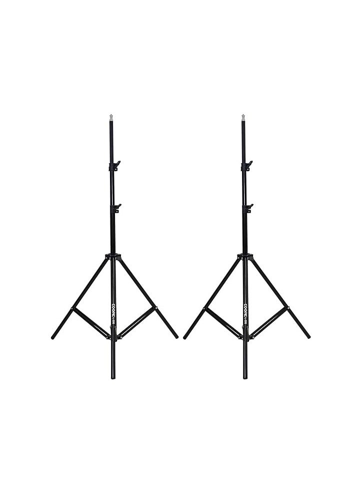 COOPIC 2pcs L200 Adjustable Lightweight Sturdy Aluminum Tripod Stand with Maximum height 210cm / 7f / 83inch and 1/4 Screw fit for Reflectors Softboxes Lights Umbrellas etc, Max. Load 7kg Black Color - Image 1
