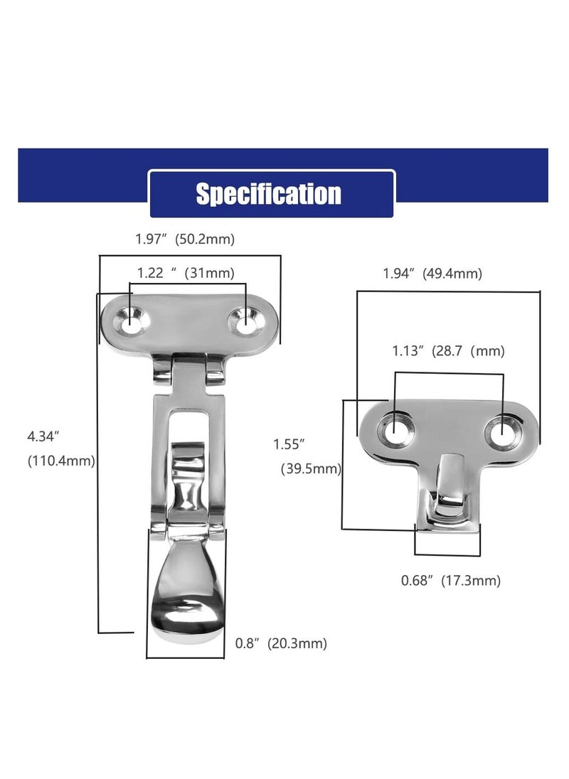 SYOSI Boat Anti-Rattle Latch, 2pcs 316 Stainless Steel Universal Lockable Hold down Clamp Latch, Solid Construction, Marine Grade Hatch Hardware Fasteners with Screws  - Image 2
