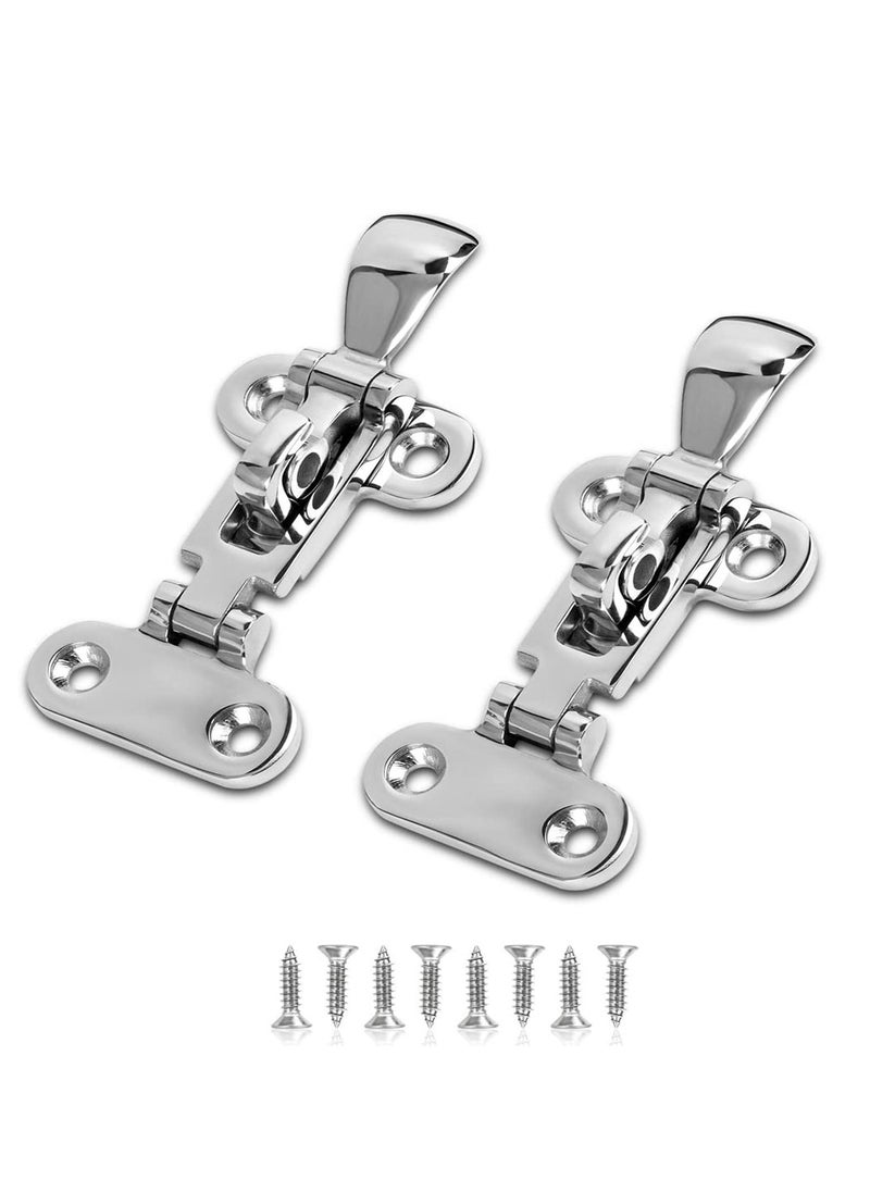 SYOSI Boat Anti-Rattle Latch, 2pcs 316 Stainless Steel Universal Lockable Hold down Clamp Latch, Solid Construction, Marine Grade Hatch Hardware Fasteners with Screws  - Image 1