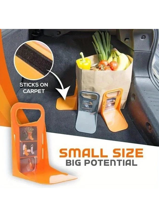 Orange 1pc Car Trunk Organizer Adjustable Shake Proof Storage Box Holder Stand - Image 5