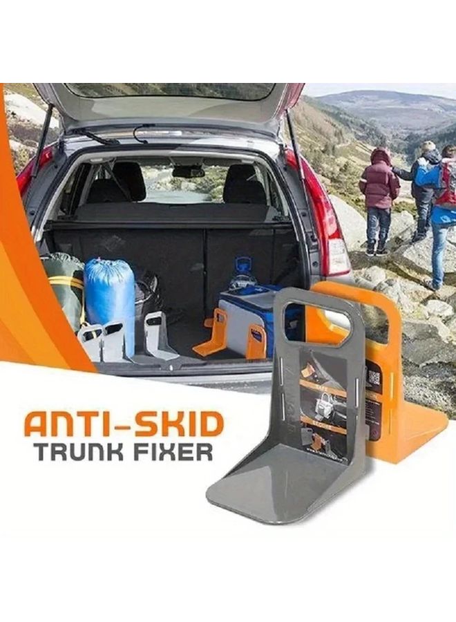Orange 1pc Car Trunk Organizer Adjustable Shake Proof Storage Box Holder Stand - Image 4