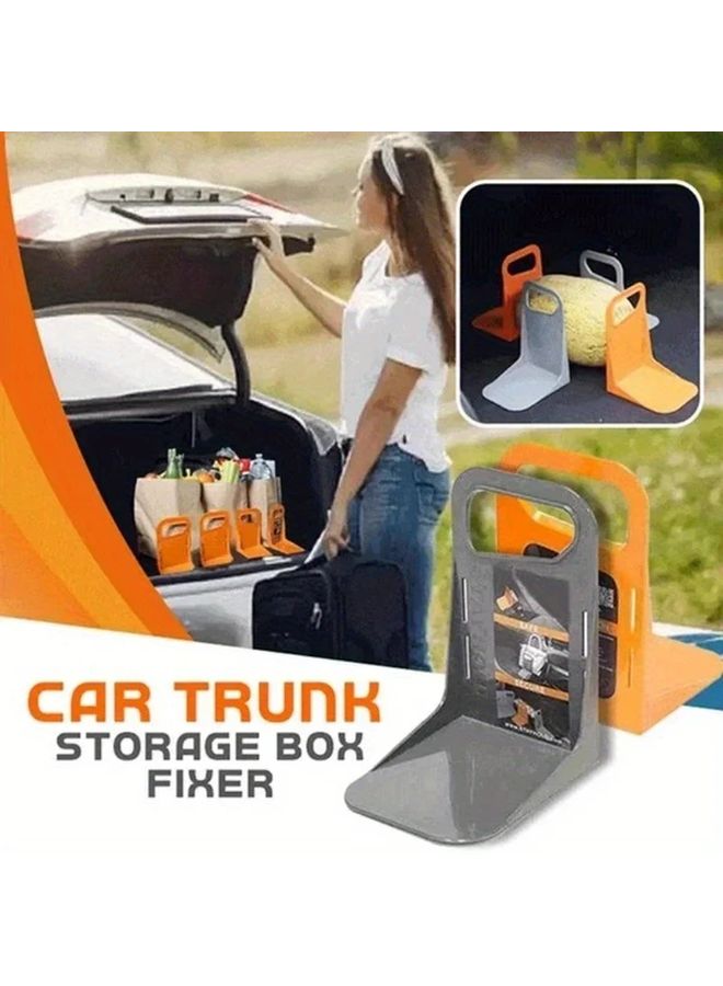 Orange 1pc Car Trunk Organizer Adjustable Shake Proof Storage Box Holder Stand - Image 3