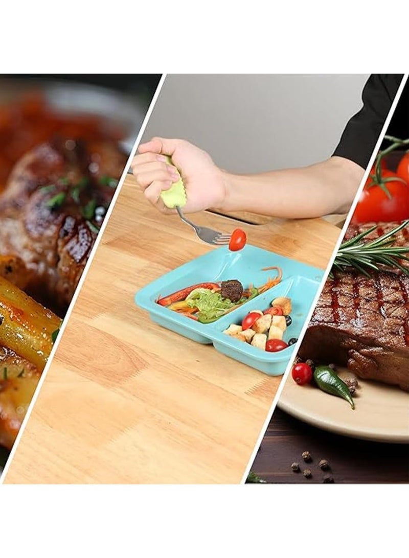 Ehucon Adaptive Utensils  Easy to Hold for Independent Eating, Weighted Utensils for Hand Tremors (right hand, fork+spoon, green) - Image 4