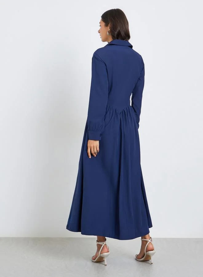 Styli  Women Shirt Maxi Dress with Flap Detail for Women | Best Price UAE