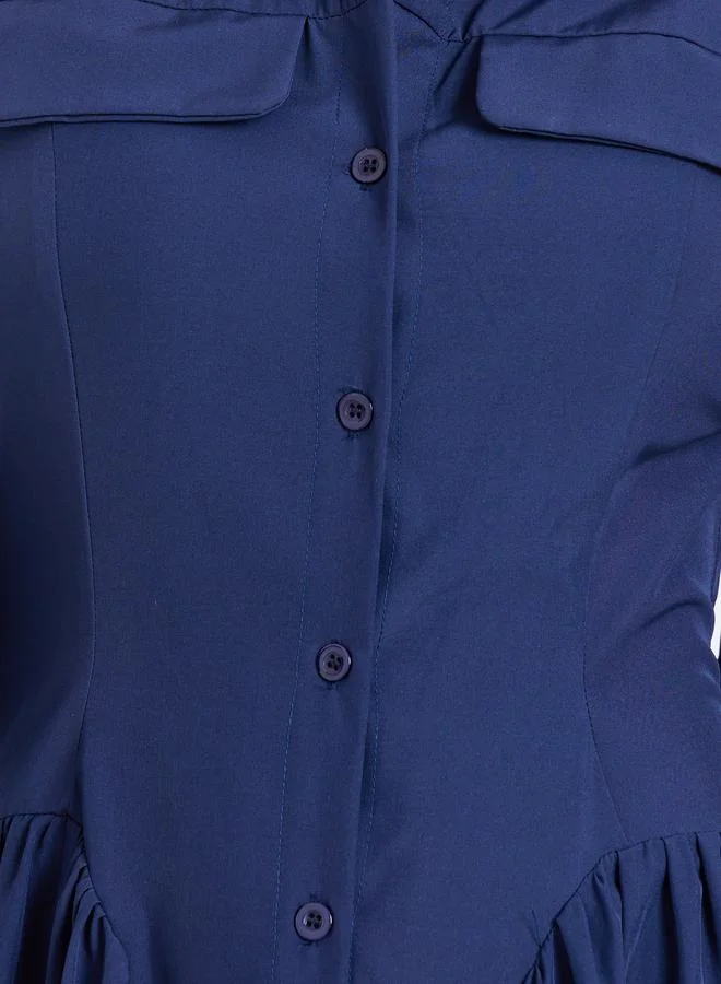 Styli  Women Shirt Maxi Dress with Flap Detail for Women | Best Price UAE