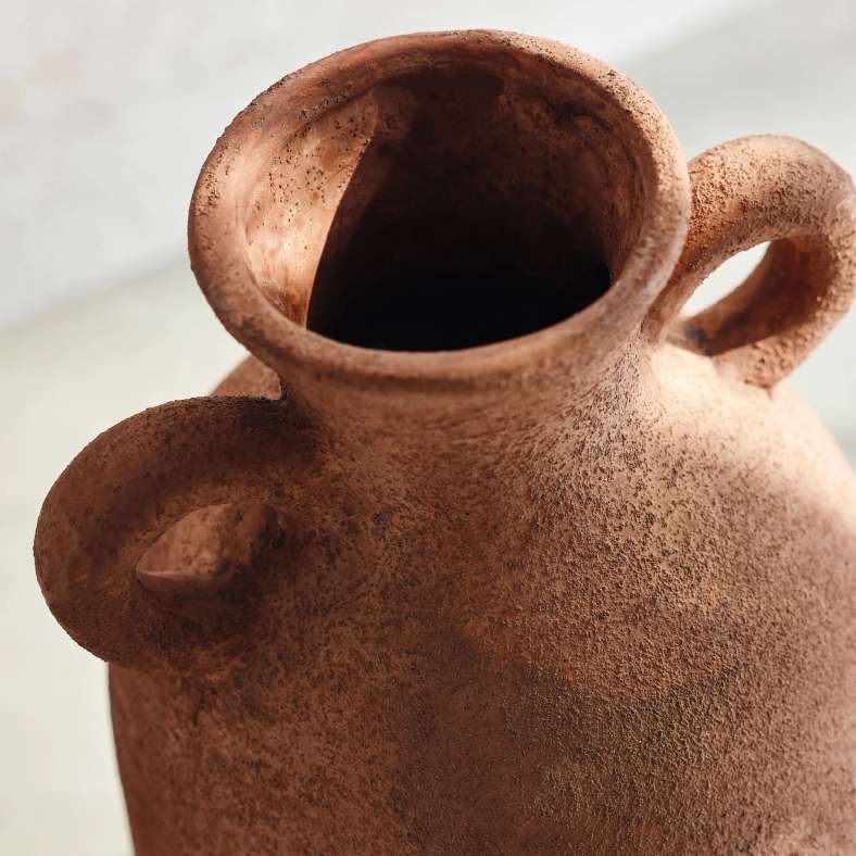 Pan Home Hiba Stoneware Vase With Two Handle 10x10x17cm - Terracotta - 112AIC9903775 - Image 2