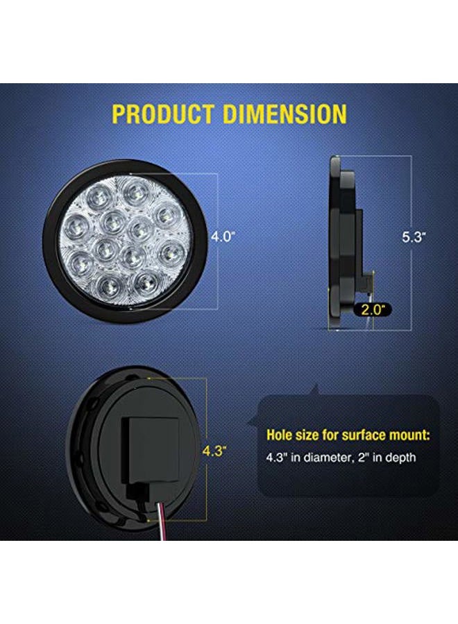 Nilight 2PCS 4" White Round LED Reverse Back Up Light w/Surface Mount Grommet Plugs Trailer Tail Lights for Truck Trailer RV Jeep, 2 Years Warranty (TL-26) - Image 2