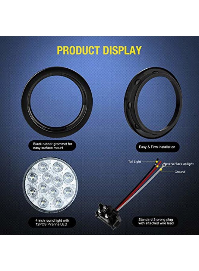 Nilight 2PCS 4" White Round LED Reverse Back Up Light w/Surface Mount Grommet Plugs Trailer Tail Lights for Truck Trailer RV Jeep, 2 Years Warranty (TL-26) - Image 3