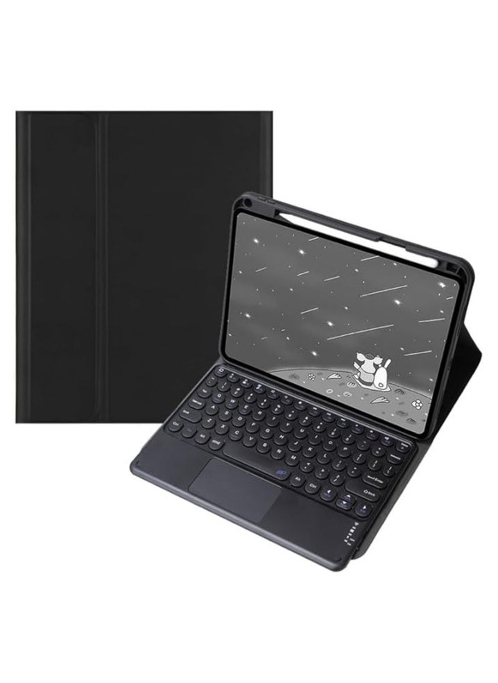 Round Hat Keyboard Case Compatible with Xiaomi Pad 7 / Pad 7 Pro 11.2 Inch 2024, with Detachable Touch Keyboard and Protective Case with Pen Slot