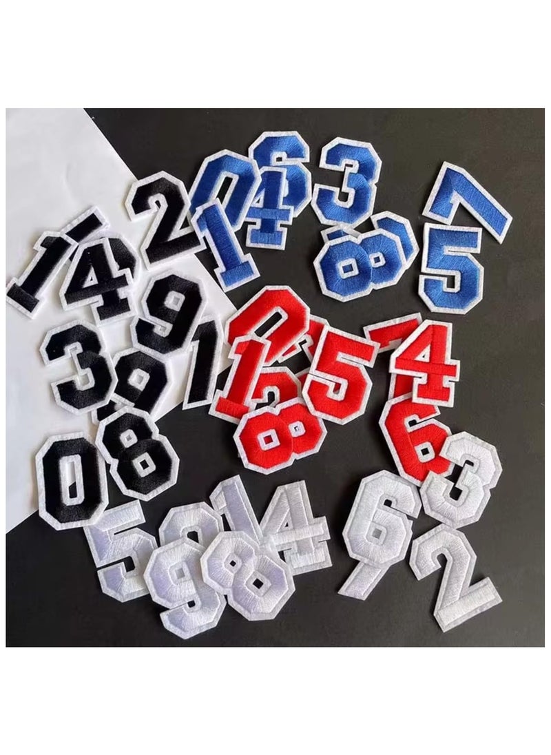 SOLDOUT 10 PCS/Set 0-9 Numbers Colorful Number Digit Fabric Embroidery Letter Patches Iron on Applique Sewing Supplies For DIY Jackets Apparel Decor (Set of 10, Blue)  - Image 4