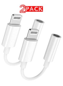 2-Pack Lightning to 3.5mm AUX Jack Adapter for iPhone – White, Headphone Converter Cable