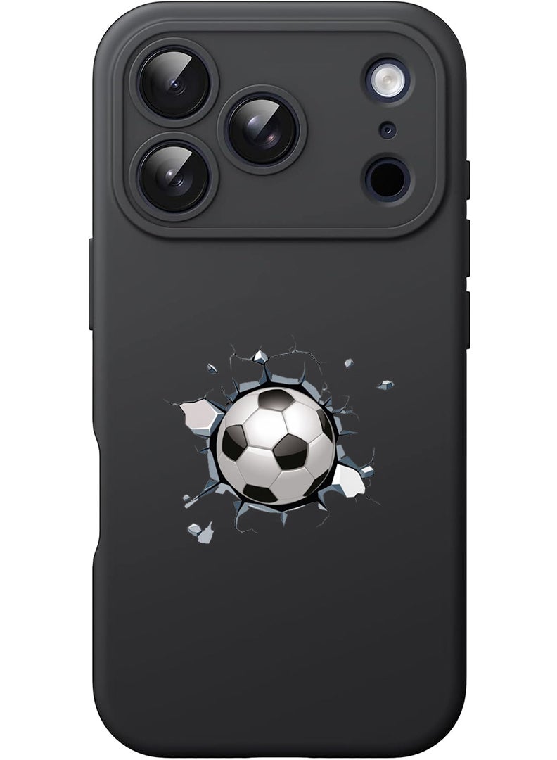 Theodor Protective Slim Fit Case Liquid Silicone Cover with Full Body Protection Anti-Scratch Shockproof Case For Apple iPhone 17 Pro (Black) Football - Image 1