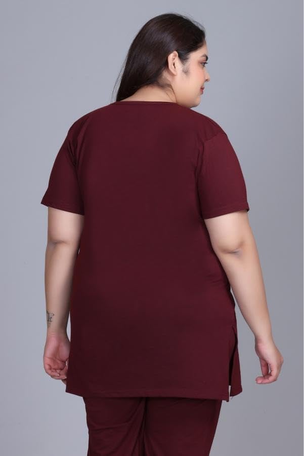 In Love Women's Cotton Plus Size Half Sleeves Semi Long Printed Tshirt for Summers with One Side Pocket for Ladies - Image 2