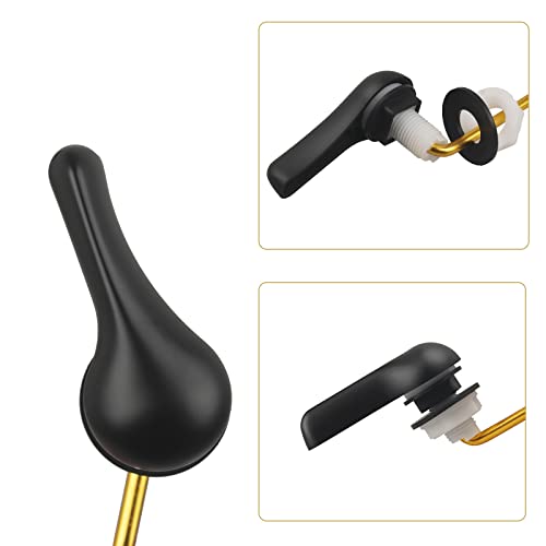 Opzour Toilet Handle Replacement Kit, Toilet Flush Handle with Stainless Steel Flapper Chains, Universal Toilet Lever for Most Front Mount Toilets, Matte Black Toilet Flush Lever - Image 2
