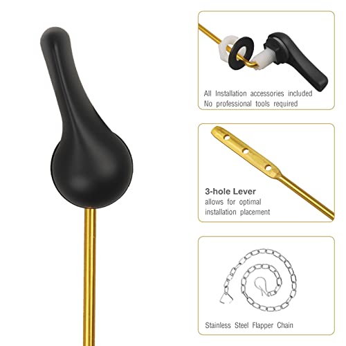 Opzour Toilet Handle Replacement Kit, Toilet Flush Handle with Stainless Steel Flapper Chains, Universal Toilet Lever for Most Front Mount Toilets, Matte Black Toilet Flush Lever - Image 5