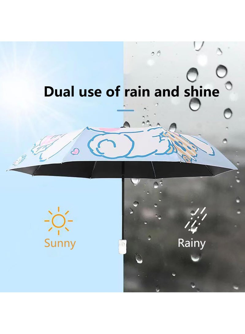 مظلة قابلة للطي للأطفال بتصميم كاواي، مقاومة للرياح وحماية من الأشعة فوق البنفسجية، تفتح وتغلق تلقائيًا، خفيفة الوزن وقابلة للحمل للفتيات - Image 2