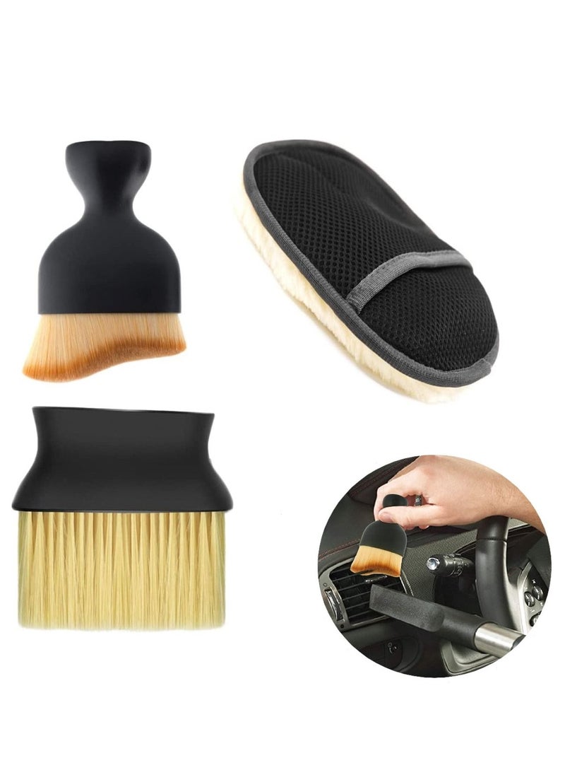 RATSAW Car Detailing Brush Set Auto Interior Dust Brush and Microfiber Soft Fleece Car Wash Gloves for Cleaning Automotive Dashboard Air Conditioner Vents Leather Computer  - Image 1