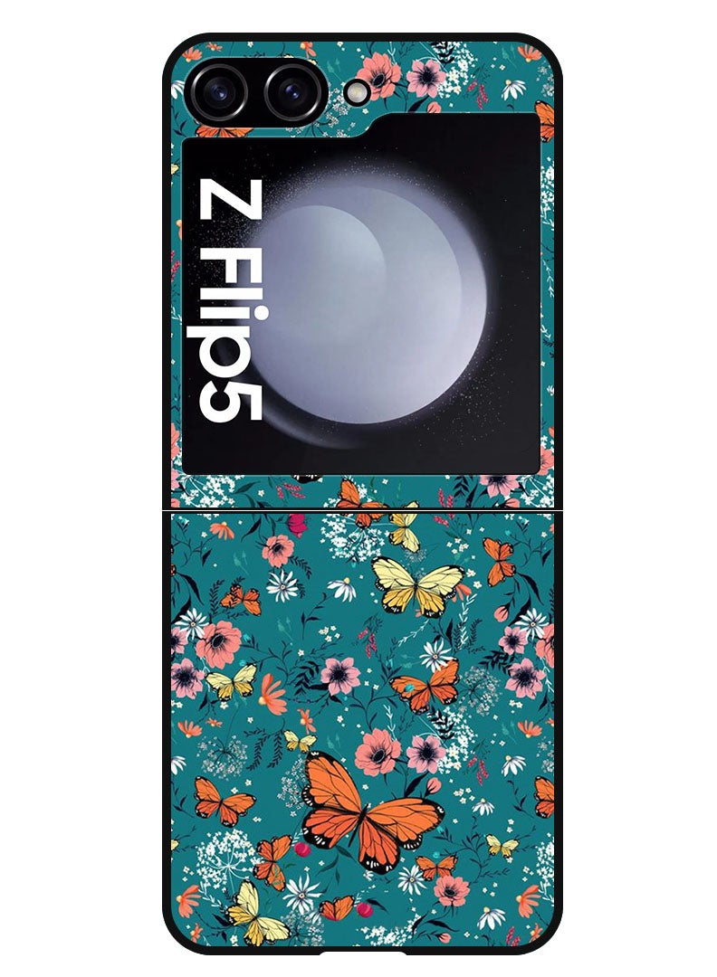 Theodor Protective Case Anti Scratch Shock Proof Bumper Cover For Samsung Galaxy Z Flip 5 Butterfly Flowers - Image 1