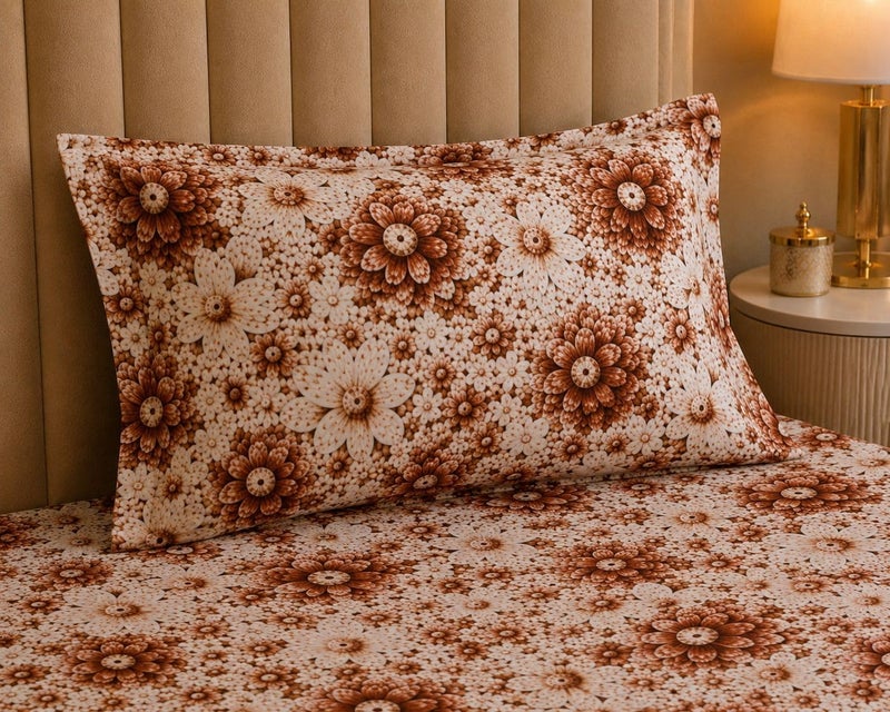 Castiqa 7D Digital Print Glace Cotton Fabric King Size Bedsheet 108 * 108inch with Two Pillow Covers 18 * 28inch (Pattern IX) - Image 3