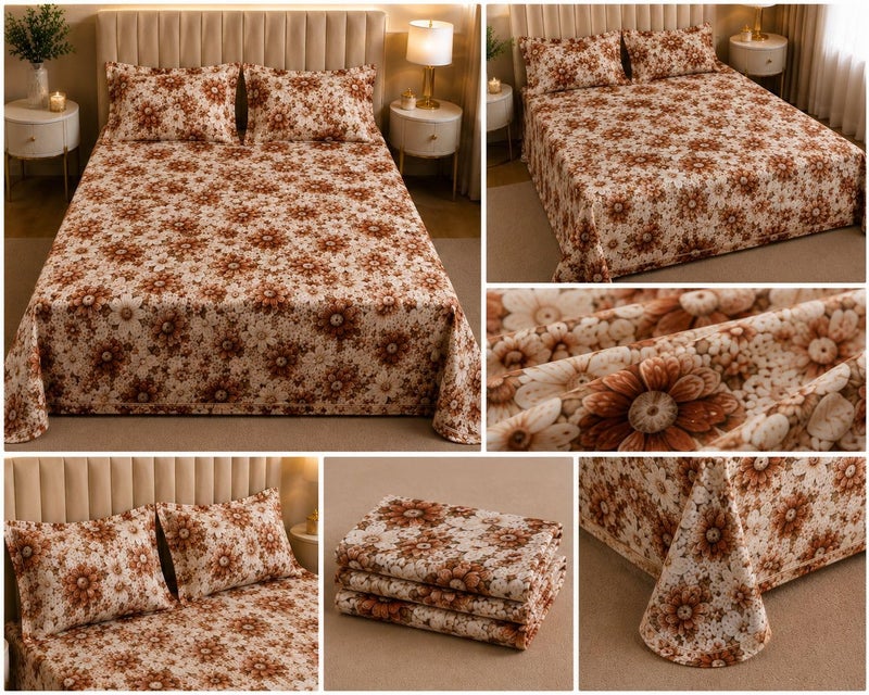 Castiqa 7D Digital Print Glace Cotton Fabric King Size Bedsheet 108 * 108inch with Two Pillow Covers 18 * 28inch (Pattern IX) - Image 2