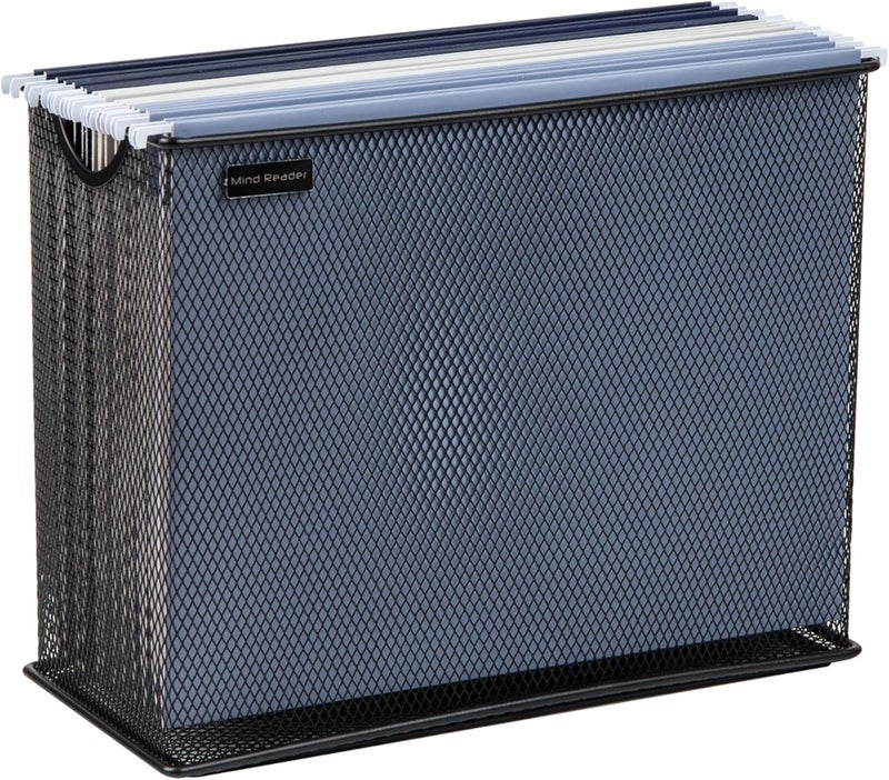 Mind Reader Vertical File Storage, Desktop Organizer, Hanging Files, Office, Metal Mesh, 12.25"L x 5.5"W x 10"H, Black - Image 4