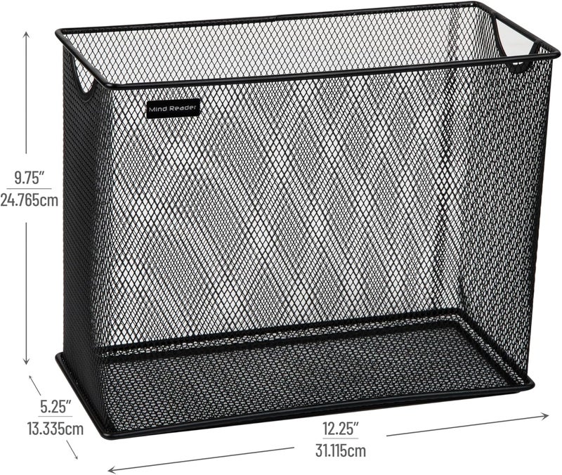 Mind Reader Vertical File Storage, Desktop Organizer, Hanging Files, Office, Metal Mesh, 12.25"L x 5.5"W x 10"H, Black - Image 3