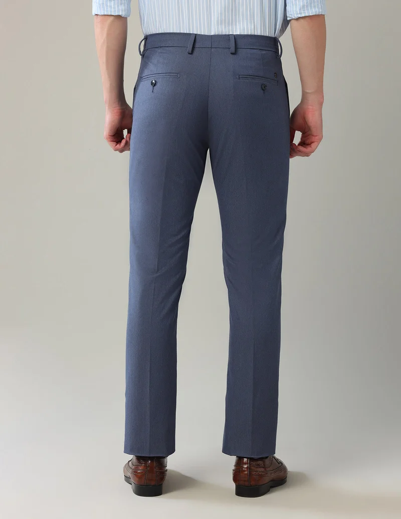 Arrow Blue AutoFlex Mid Rise Dobby Trousers for Men | Best Price UAE