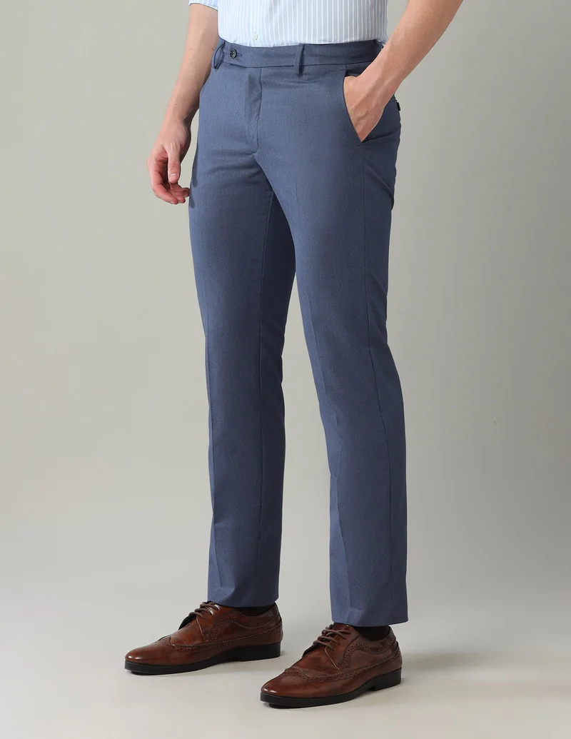 Arrow Blue AutoFlex Mid Rise Dobby Trousers for Men | Best Price UAE