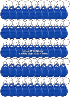 Rubik 125Khz RFID Key Tags, Fixed Unique Number EM4100 TK4100 Chip Non-Writeable Proximity Key Chain for Access Control Systems Time Attendance Parking (50 Keychain, Blue)  - Image 1