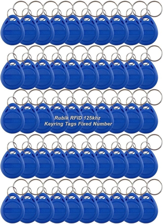 Rubik - 125Khz RFID Key Tags, Fixed Unique Number EM4100 TK4100 Chip Non-Writeable Proximity Key Chain for Access Control Systems Time Attendance Parking (50 Keychain, Blue) - Image 1