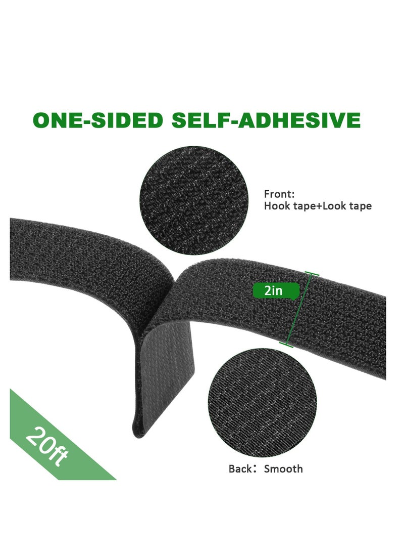 SYOSI Adjustable Cable Straps, Velcro Cable Ties, 2''*16.4ft Hook and Loop Straps with 20 Buckles, Free Cut Self Securing Strap, Reusable Nylon Securing Cord Ties for Cable Organiser Storage - Image 2