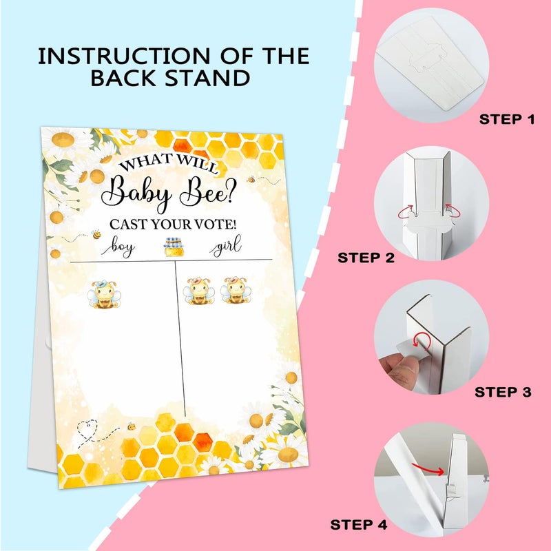 LNOKRIM Gender Reveal Party Games, Bee Theme Baby Gender Reveal Voting Board Sign, 48 Boy Girl Voting Stickers, He or She, Baby Gender Reveal Party Decorations Games for Boy or Girl Shower - Image 3