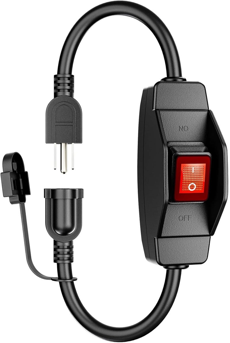 كابل تمديد KASONIC بطول 1.5 قدم مزود بمفتاح، قطر السلك 14/3 AWG، قدرة تصل إلى 1875 واط/15 أمبير، منافذ مأمونة مع ثلاثة أطراف، مع غطاء أمان، مفتاح مقاوم للماء لتشغيل وإيقاف التيار الكهربائي، معتمد وفقًا لمعايير ETL. - Image 1