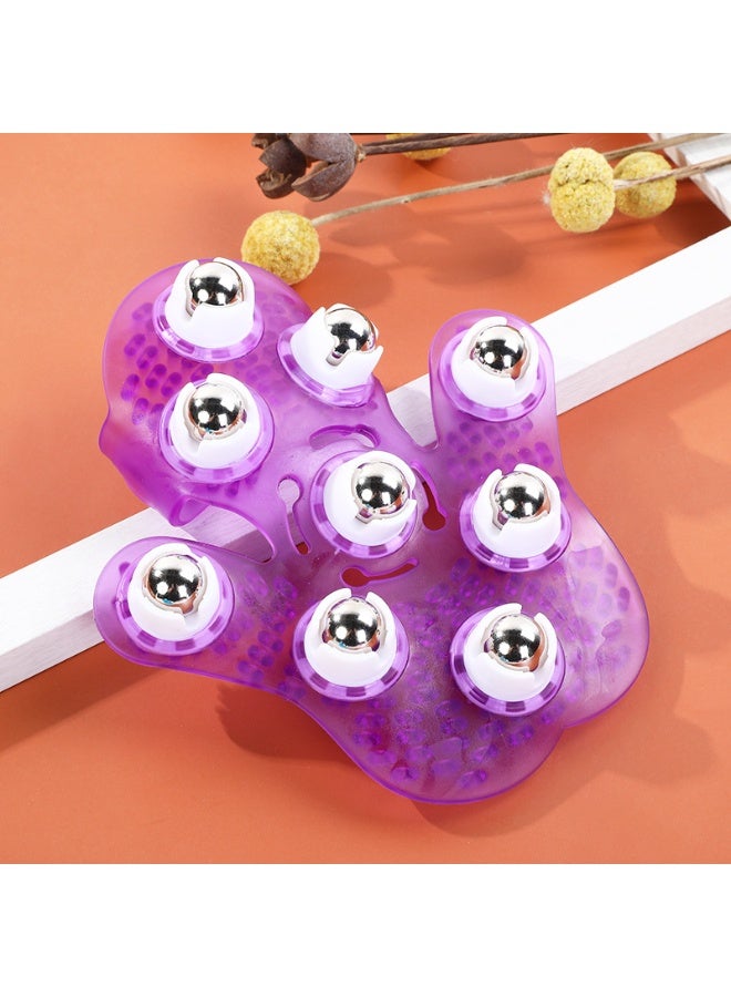 Loquat Purple Nine Bead Hand Shaped Massager Smooth Rolling Beads Relaxing Relief for Aching Tired Muscles - Image 1