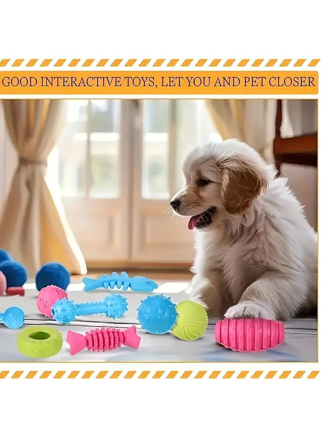 10 قطعة مجموعة ألعاب مضغ تفاعلية للكلاب بألوان عشوائية ومناسبة لسلالات مختلفة - Image 3