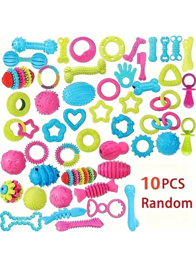 10 قطعة مجموعة ألعاب مضغ تفاعلية للكلاب بألوان عشوائية ومناسبة لسلالات مختلفة - Image 4