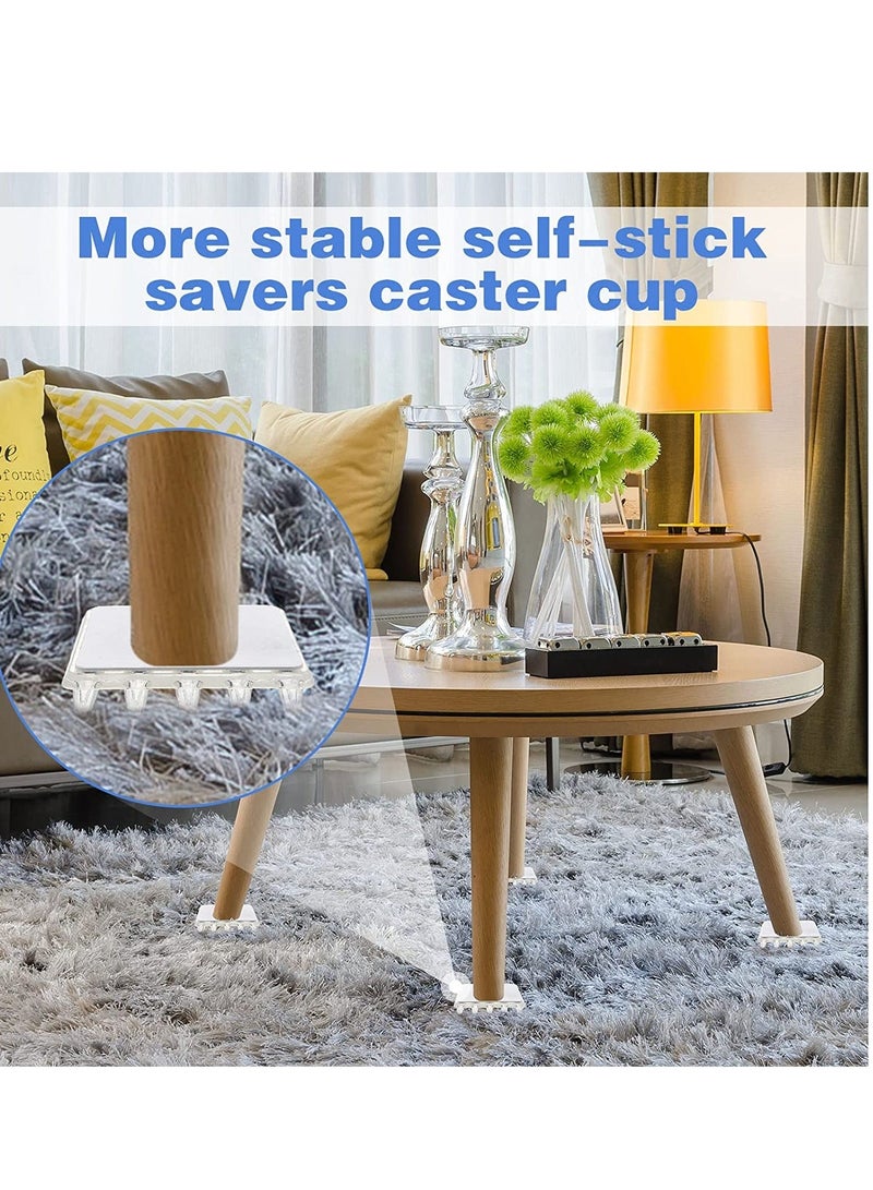 12 Pack Self Stick Furniture Carpet Protectors, Square Carpet Protector,  Spiked Caster Cups Furniture Leg Carpet Protectors for Sofas Tables Chairs Offices Bookcases Other Furniture - Image 3