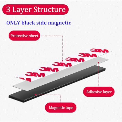 Towjug Magnetic Tape Strip Roll with 3M Adhesive Backing, (0.5in Wide x10ft Long) Flexible Sticky Magnet Tape Strips for Kitchen, Garage Whiteboards Fridge DIY Organization - Image 2