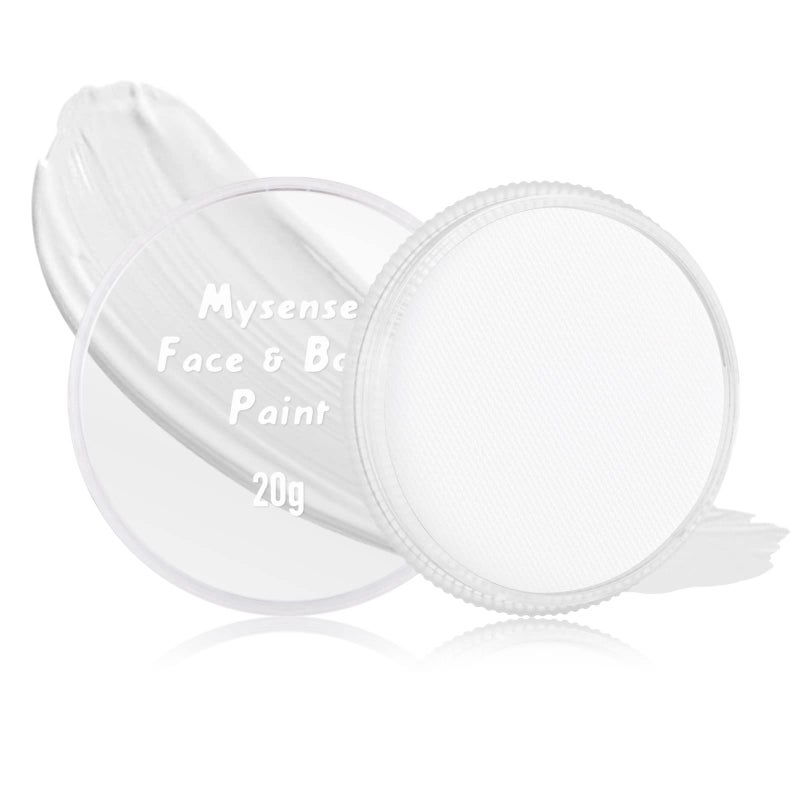 Mysense Clown White Face Body Paint MakeupWater Activated Painting for Adults Children Skeleton Skull Day of the Dead Cosplay SFX Costumes for Festivals Halloween20g