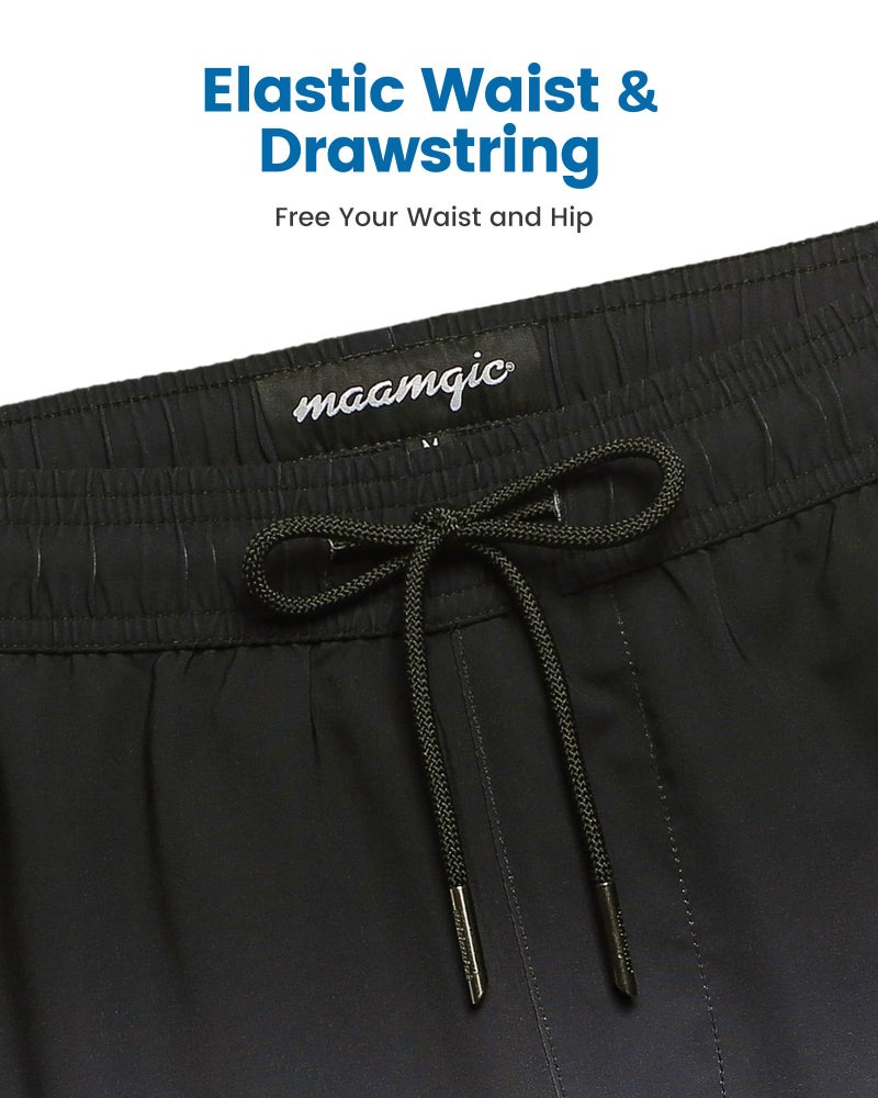 maamgic 2 in 1 Mens Swim Trunks 7 Inch Swim Shorts Swim Suits Board Shorts Gray Gradient Black L - Image 5