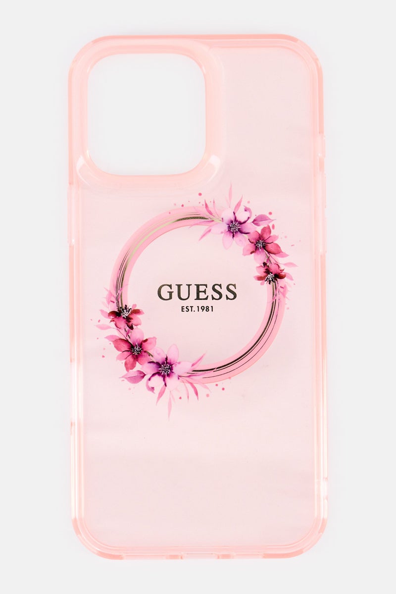 GUESS iPhone 16 Pro Max Brand Logo Magsafe Protective Case, Pink - Image 1