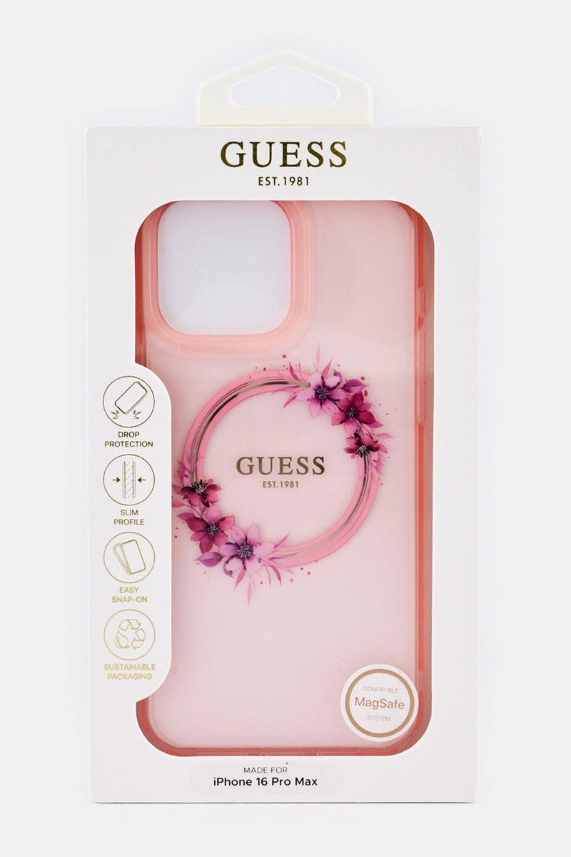 GUESS iPhone 16 Pro Max Brand Logo Magsafe Protective Case, Pink - Image 2