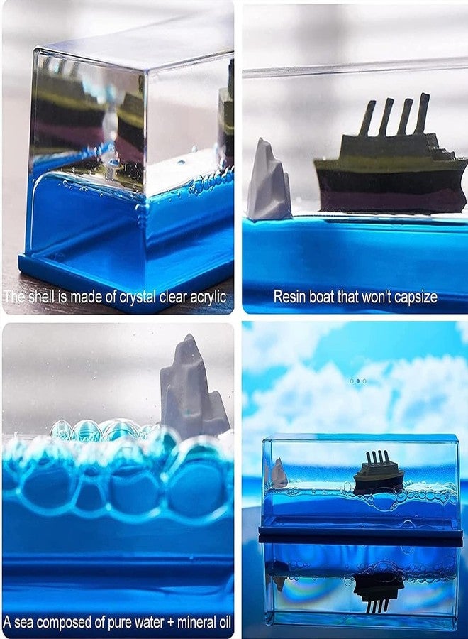 HUOZHI Chilifuli Cruise Ship Fluid Drift Bottle, Unsinkable Boat in a Box, Titanic Model Liquid Wave Decoration, That No Longer Sinks Toy, for Car Display Cases and Gifts-D 12365 - Image 5