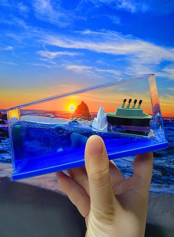 HUOZHI Chilifuli Cruise Ship Fluid Drift Bottle, Unsinkable Boat in a Box, Titanic Model Liquid Wave Decoration, That No Longer Sinks Toy, for Car Display Cases and Gifts-D 12365 - Image 2