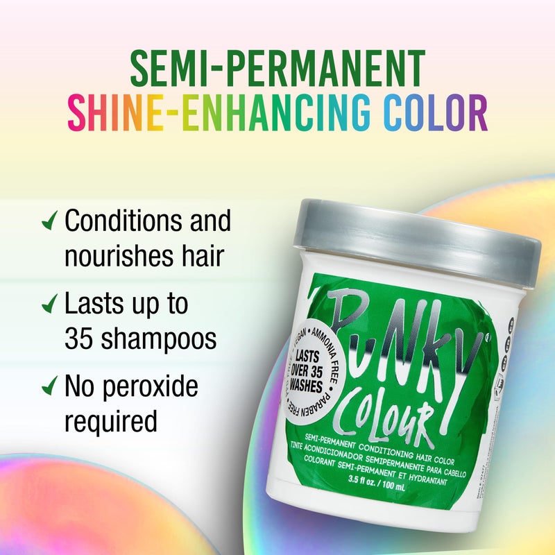 Punky Apple Green Semi Permanent Hair Color - Vegan & Cruelty-Free Conditioning Hair Dye, Lasts Up to 35 Washes, 3.5 fl oz - Image 2