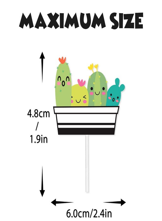 LETLIMIT 18pcs Green Glitter Cactus Dessert Cupcake Topper Green Taco Bout Mexican Fiesta Theme Decor Supplies Baby Shower Happy Birthday Party Decorations - Image 4
