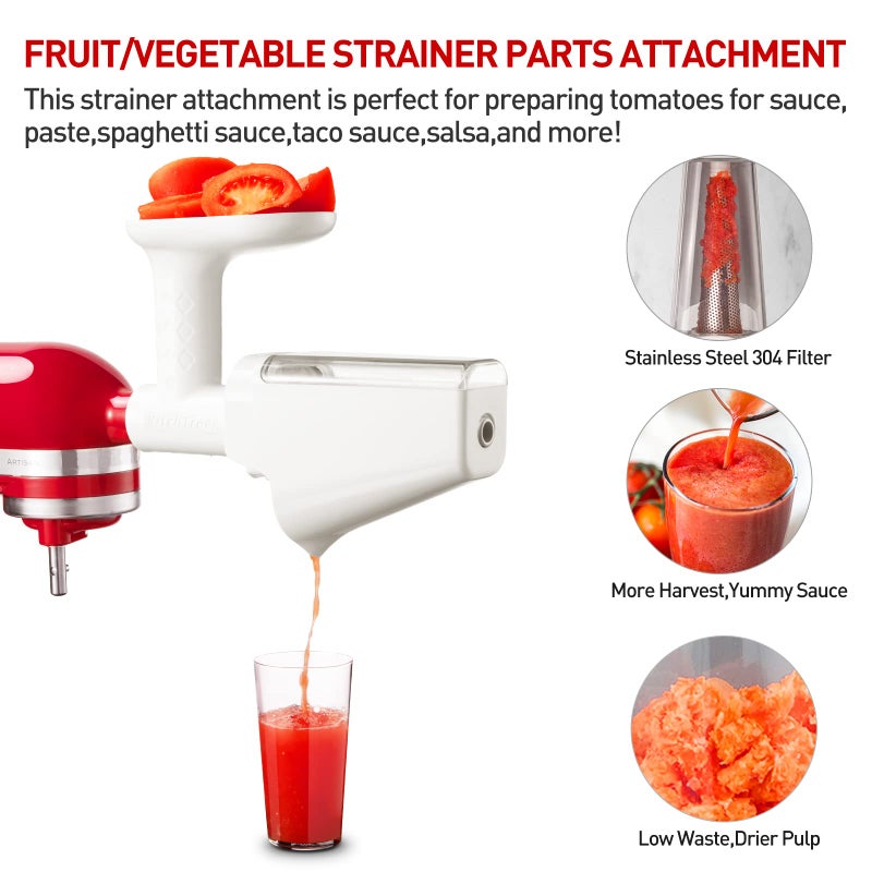 KitchTree Attachment For KitchenAid Stand Mixer,Fruit & Vegetable Strainer Attachment,White - Image 2
